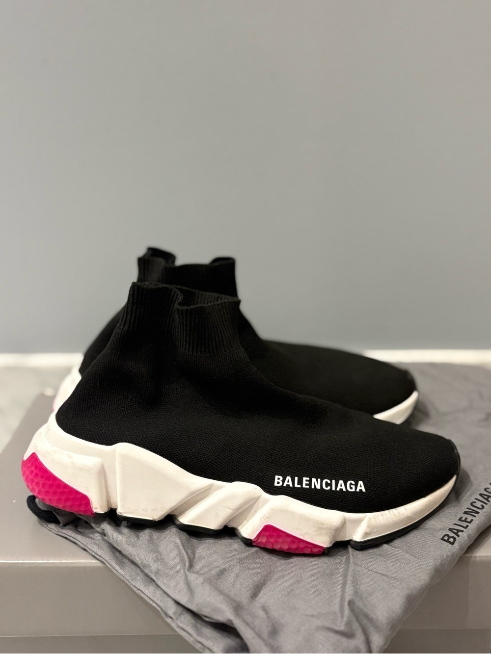 Balenciaga Speed LT Sneakers Black Pink White Size 37